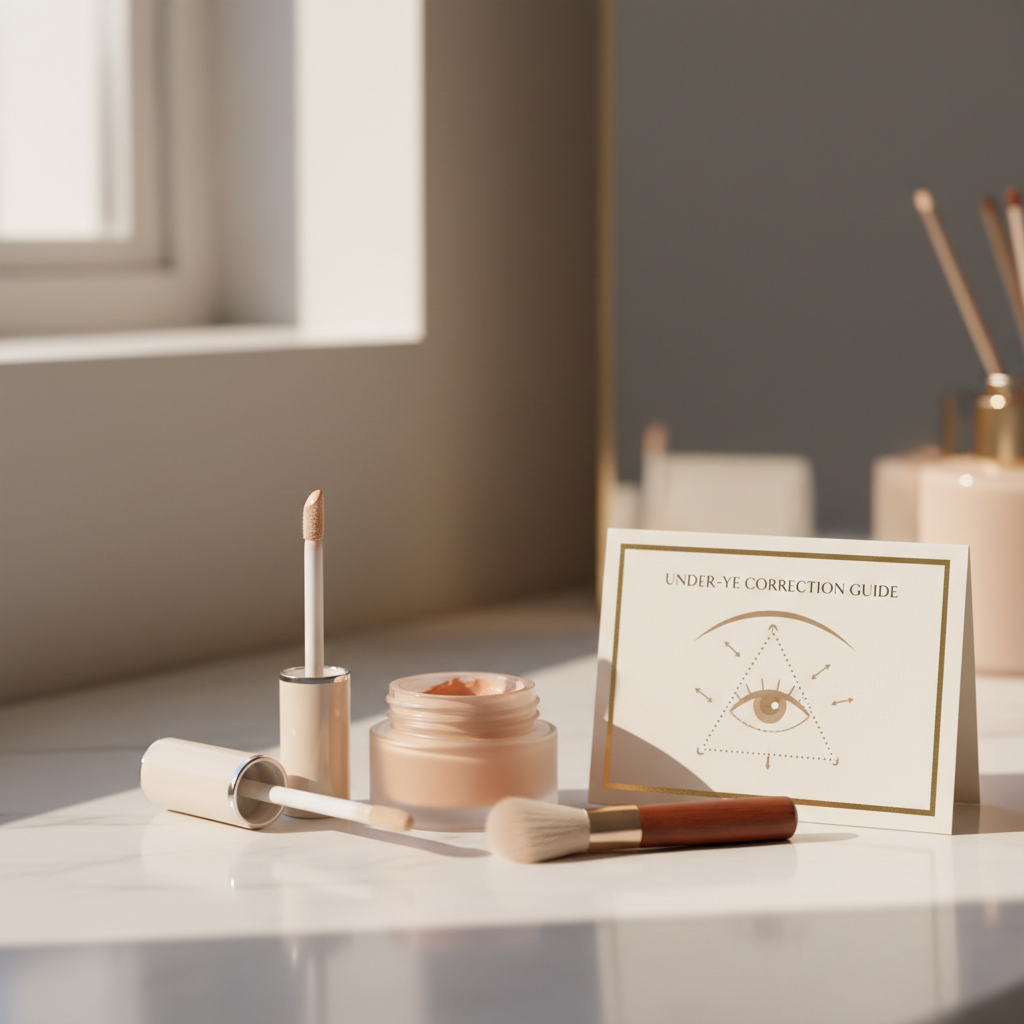Concealer and color corrector placement for dark circles