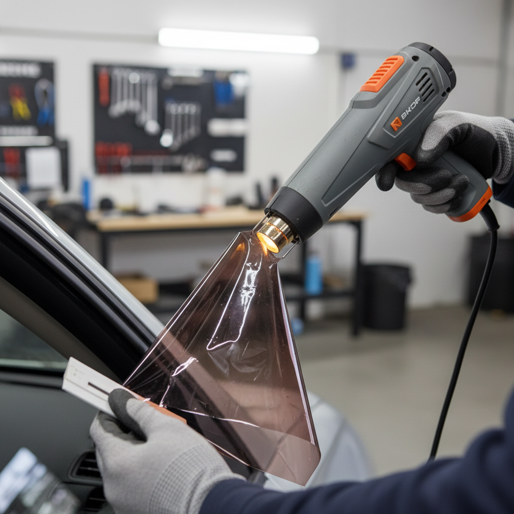 Heat gun and plastic scraper used to remove window tint safely