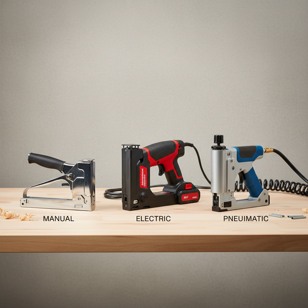 Comparison of manual electric and pneumatic staple guns for upholstery