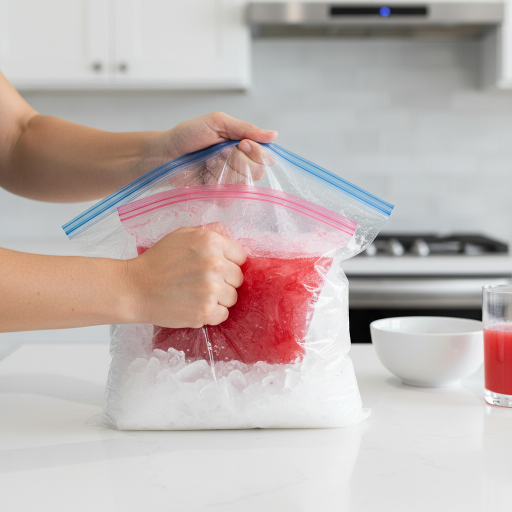 Freezer bag slushie method step-by-step