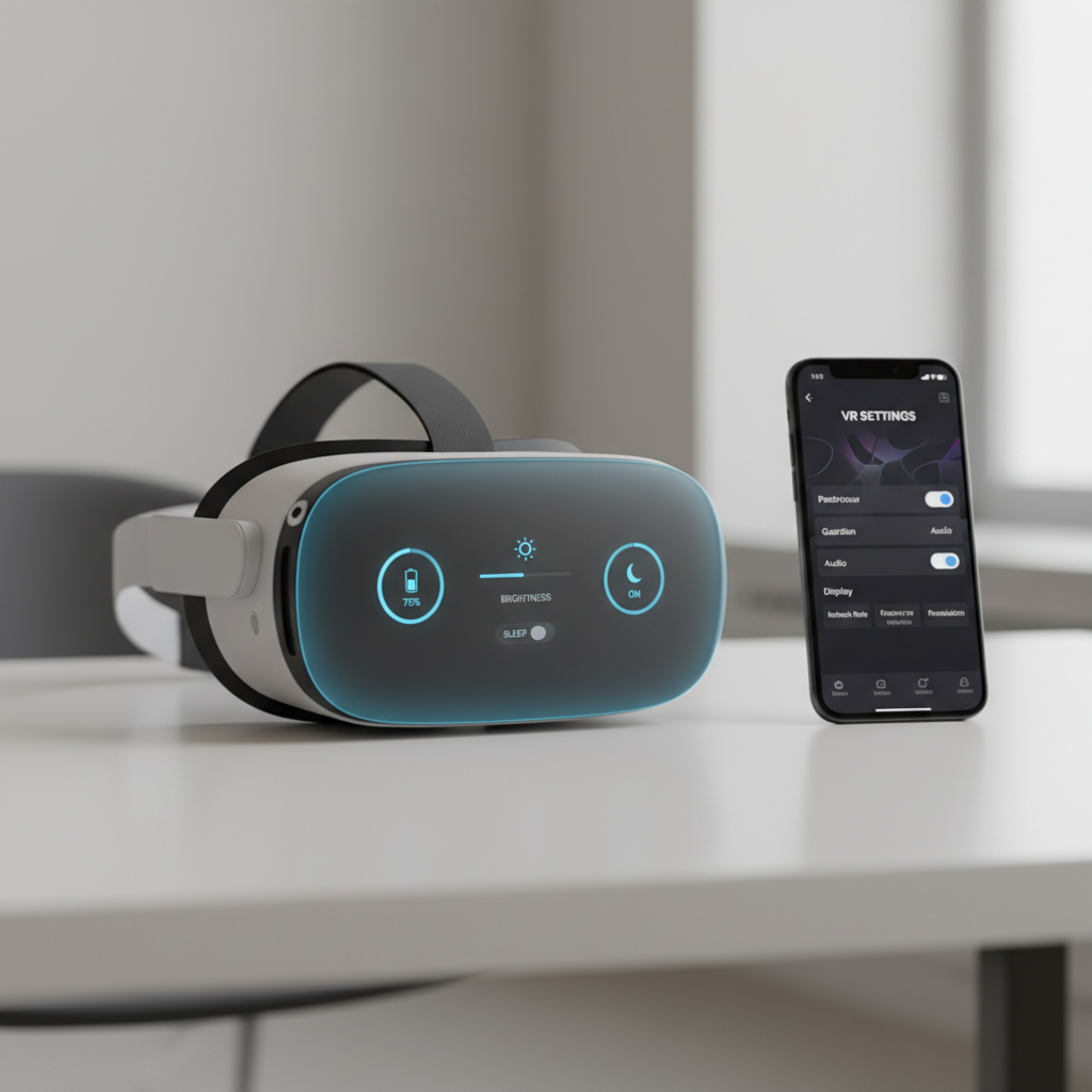 Meta Quest 3 battery life settings and quick controls screen
