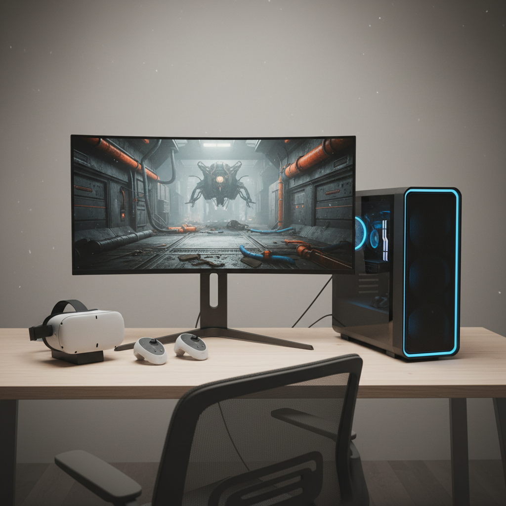 Half-Life VR gameplay setup with PC and VR headset