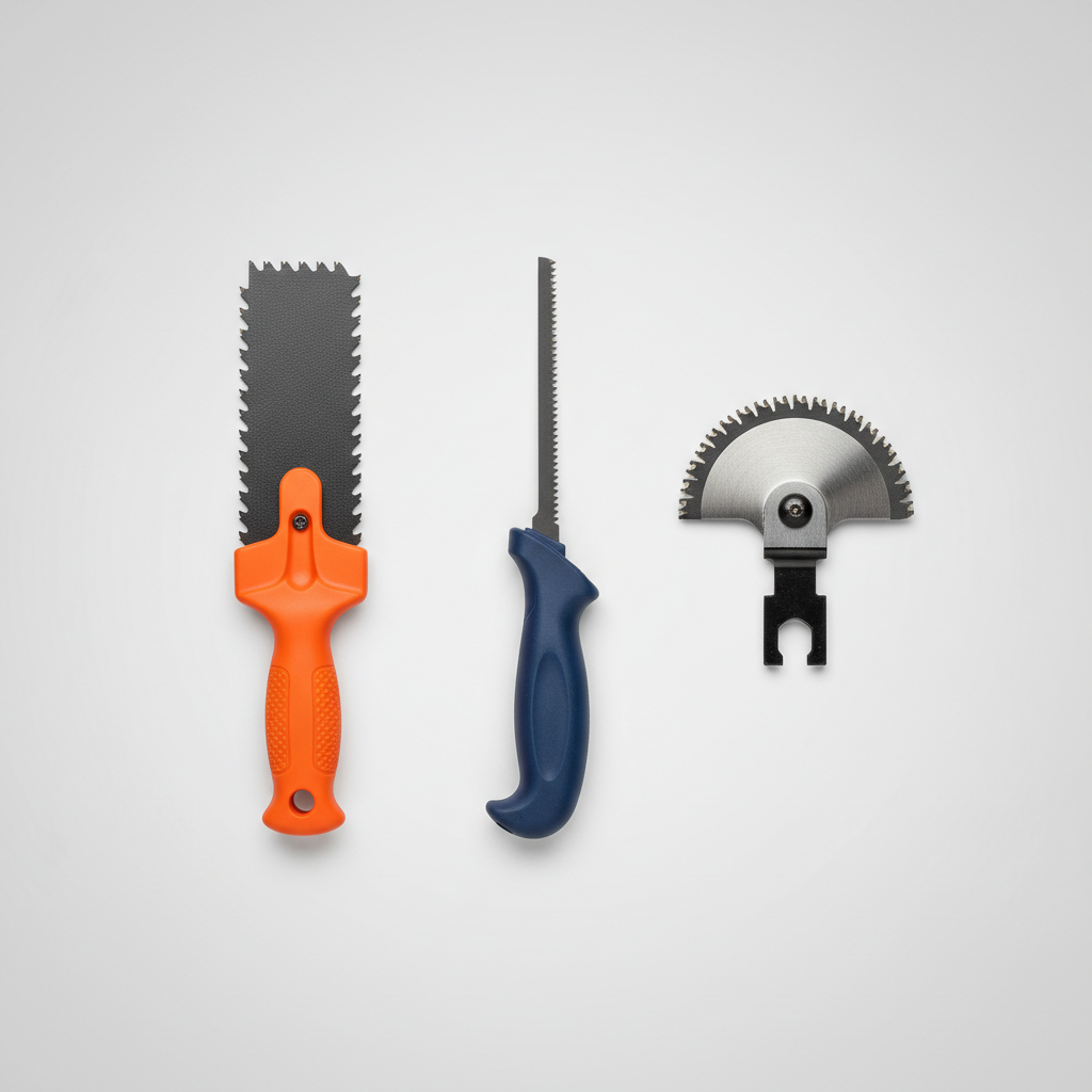 Different keyhole saw blades showing coarse and fine tooth patterns