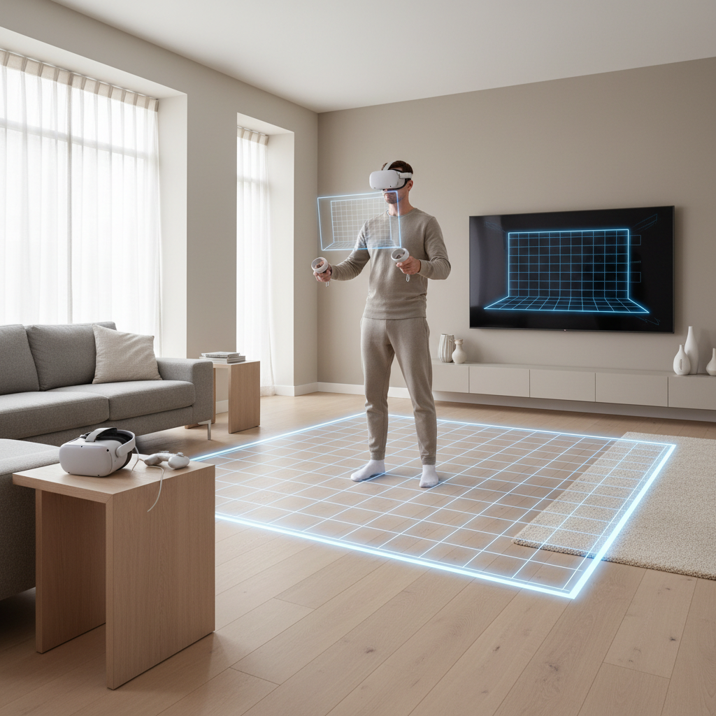 VR play area boundary setup for co-op gaming safety and comfort