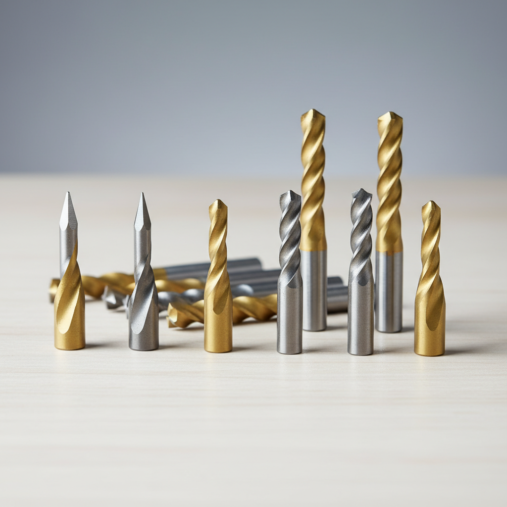 Close-up of spade bit tip styles including spur point and threaded point