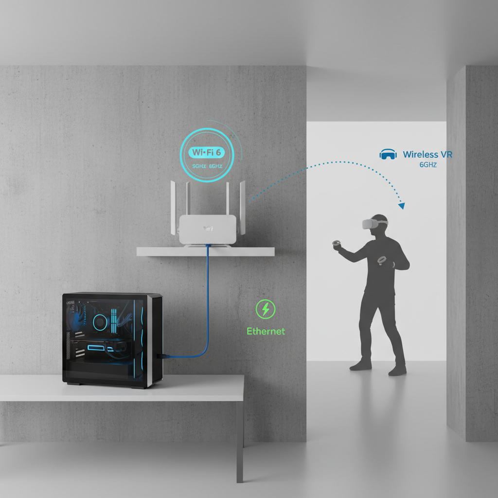 Home Wi-Fi setup for smooth Virtual Desktop VR streaming with router placement