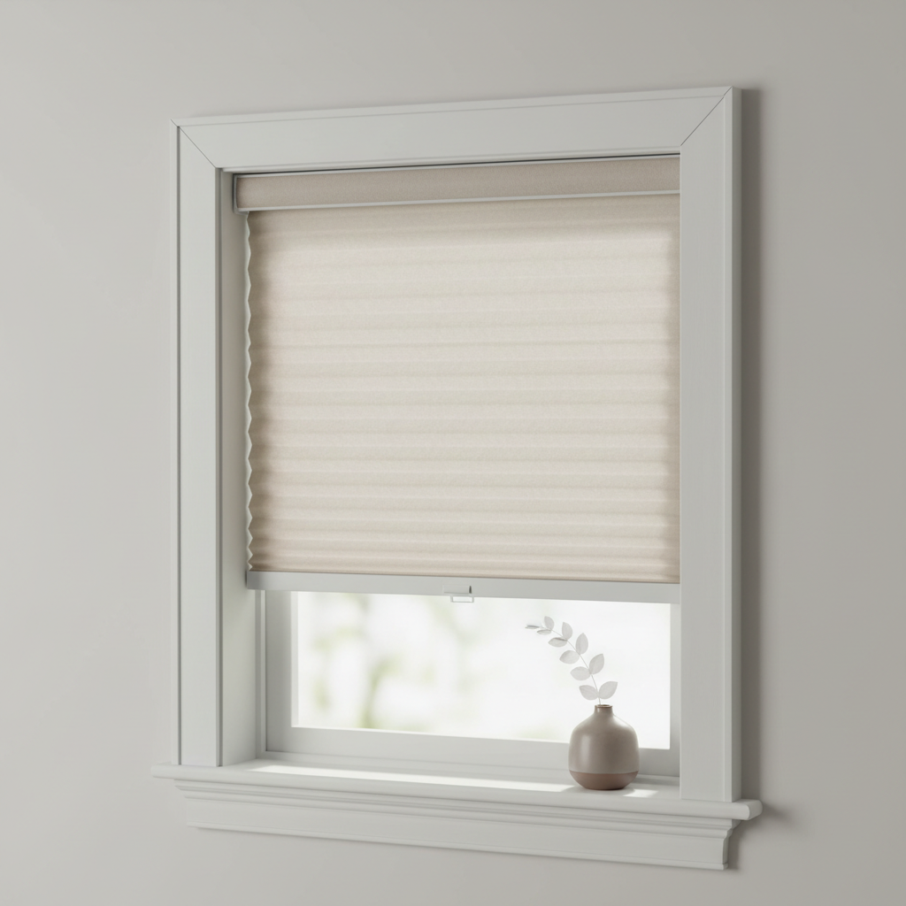 Inside-mount cordless shade installed in a small bedroom window