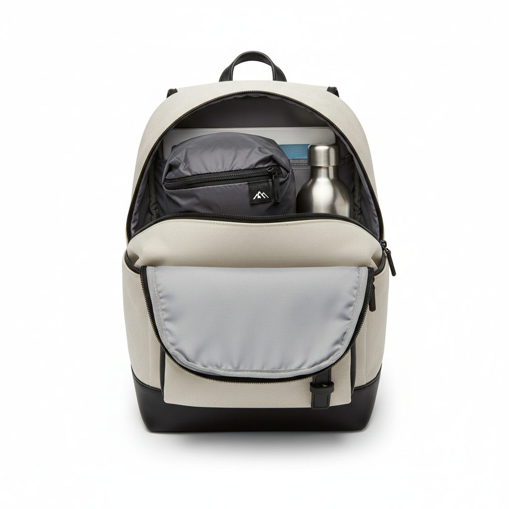 Travel blanket stored in a compression pouch inside a personal item bag