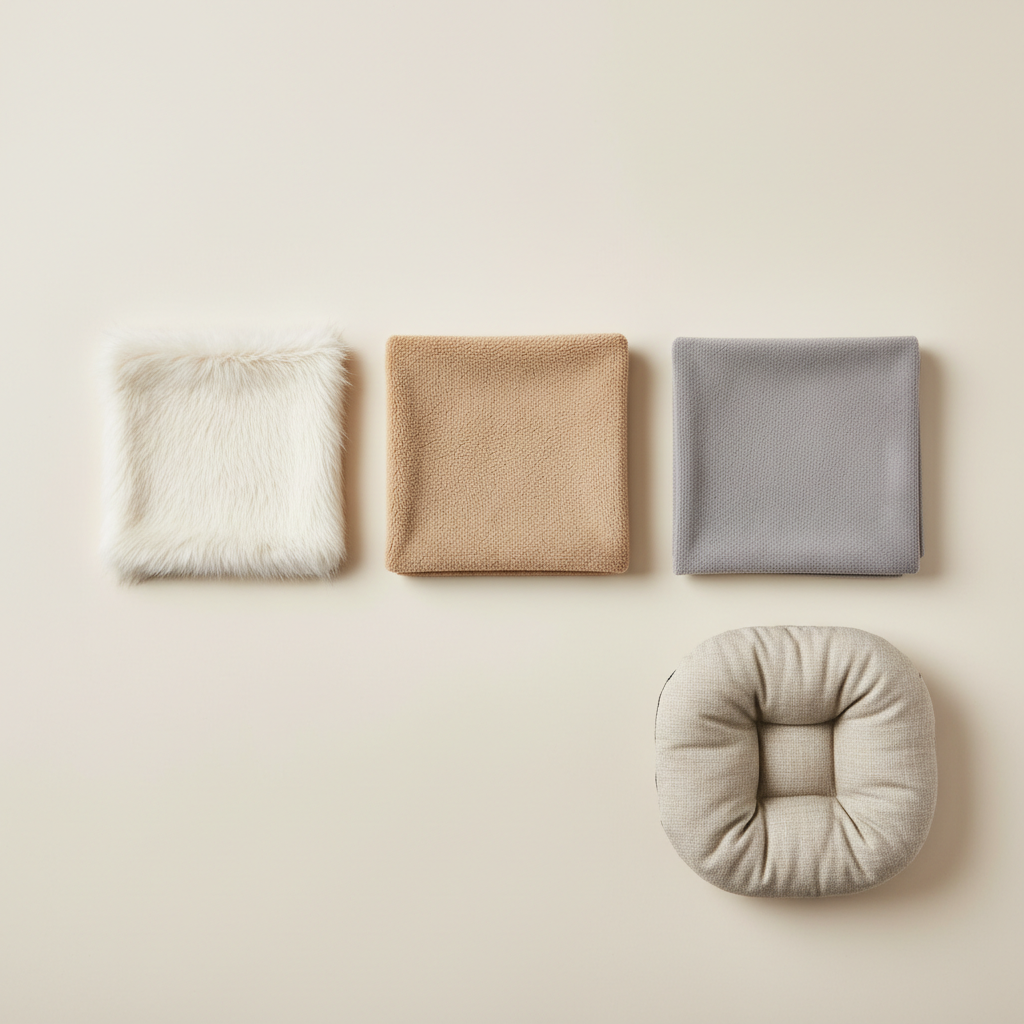 Comparing kitten bed materials like faux fur, fleece, and microfiber