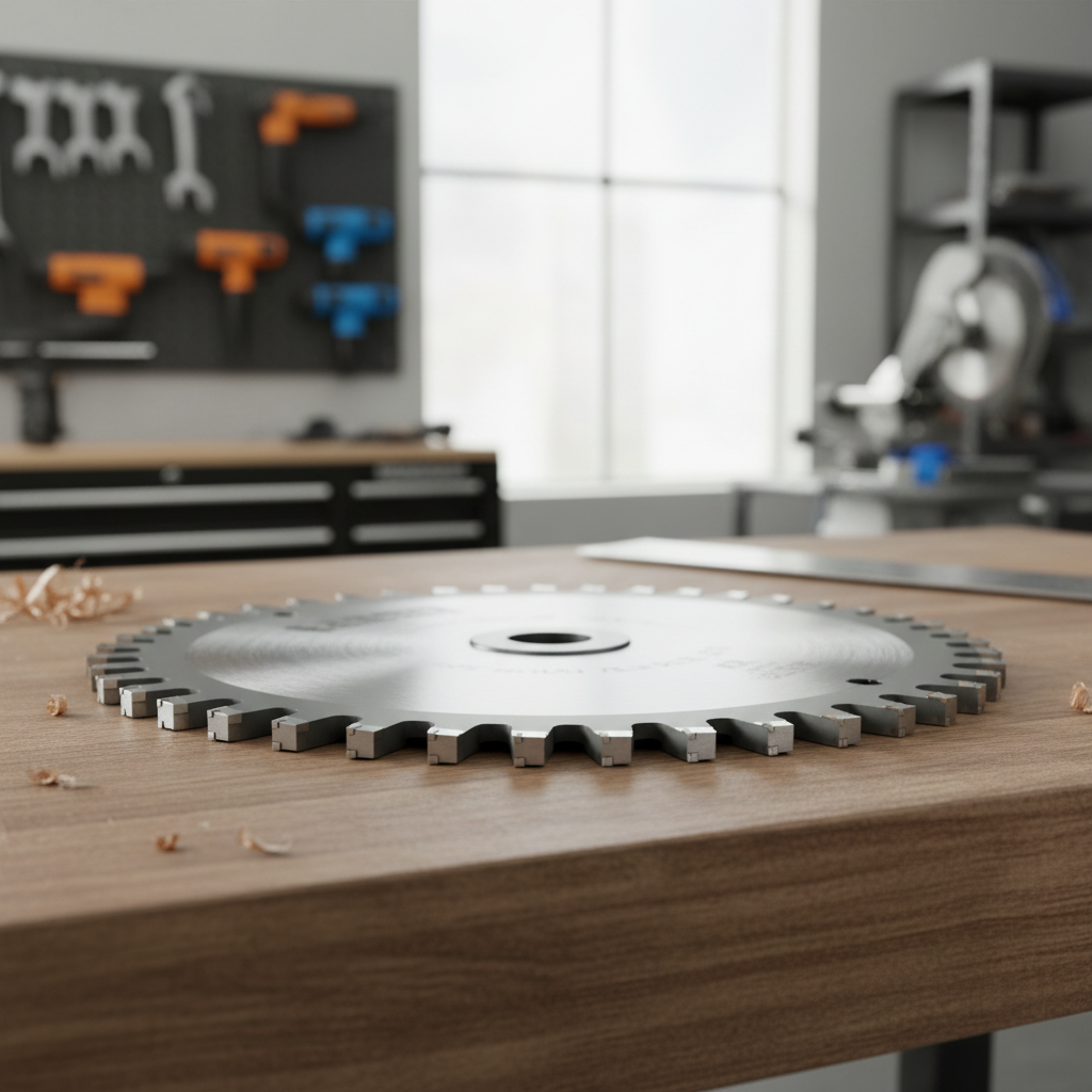 Fine-tooth miter saw blade for trim and molding close-up