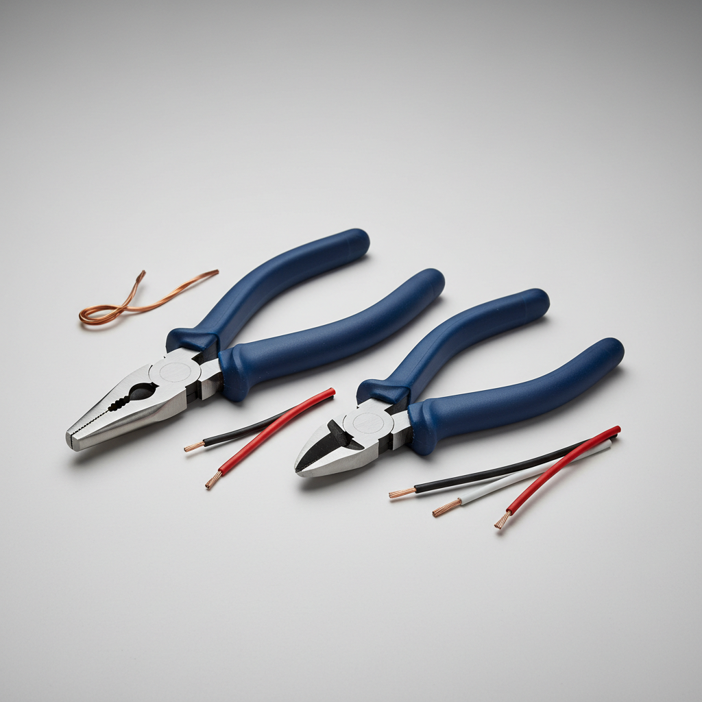 Comparison of lineman pliers and diagonal cutters used for cutting wire