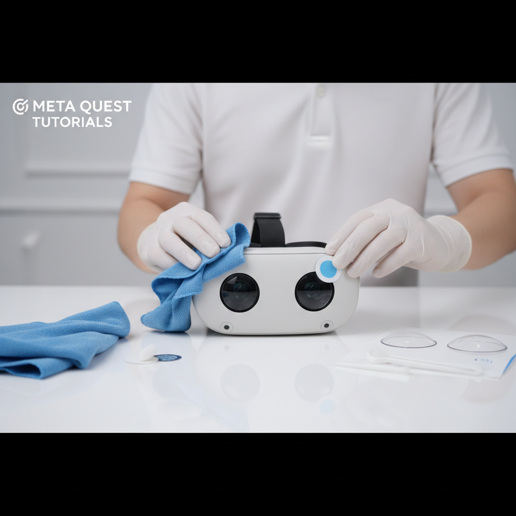 Step-by-step cleaning and dust removal before applying a Quest 3 VR lens protector