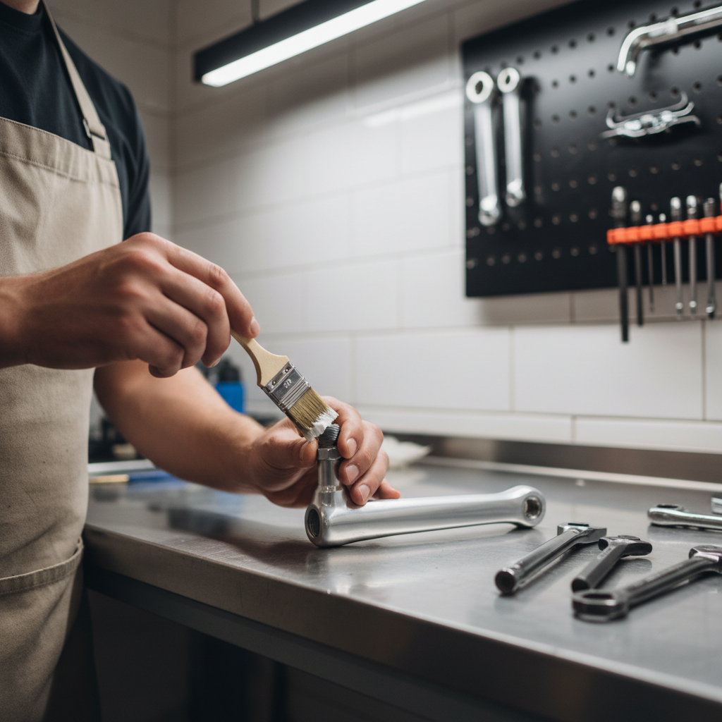 Applying grease to bicycle pedal threads before installation