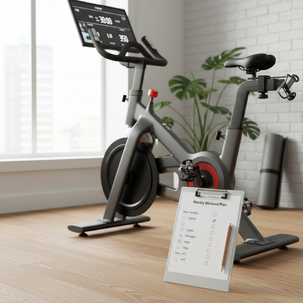 Weekly exercise bike workout plan checklist for weight loss consistency