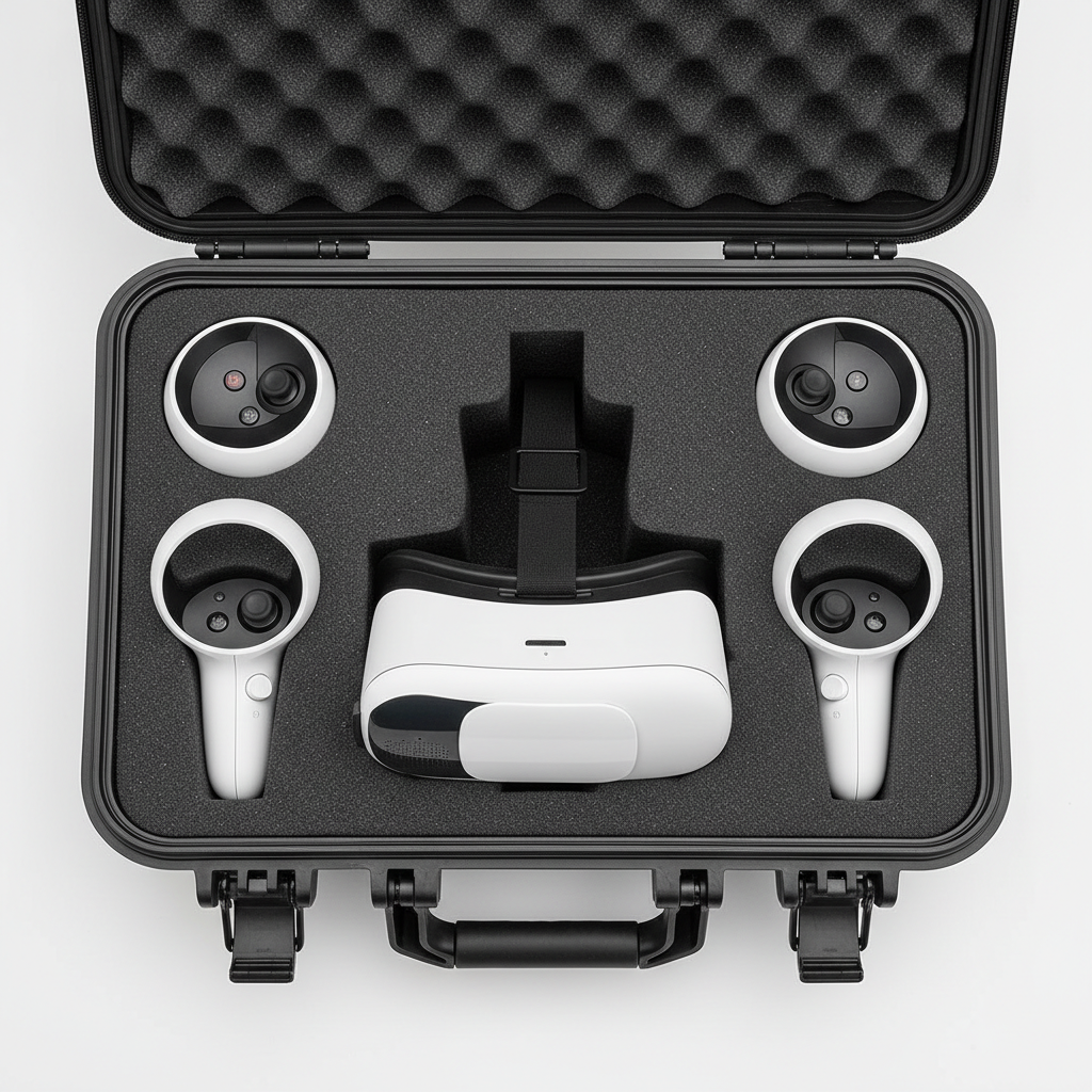 Quest 3 headset and controllers packed safely in a protective travel case