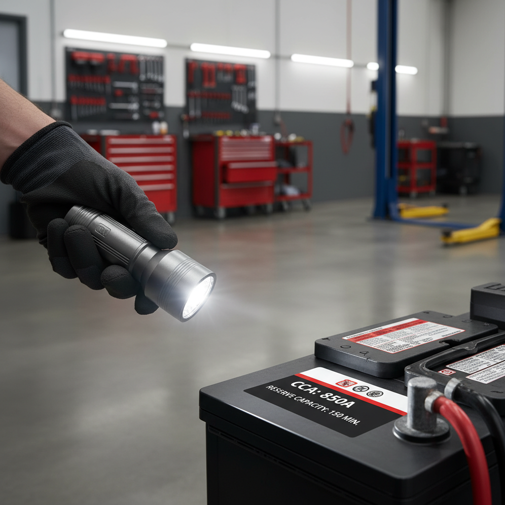 Battery label showing group size, CCA and reserve capacity specs