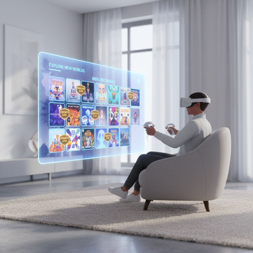 Player browsing VR game store for hidden gem VR games in 2026