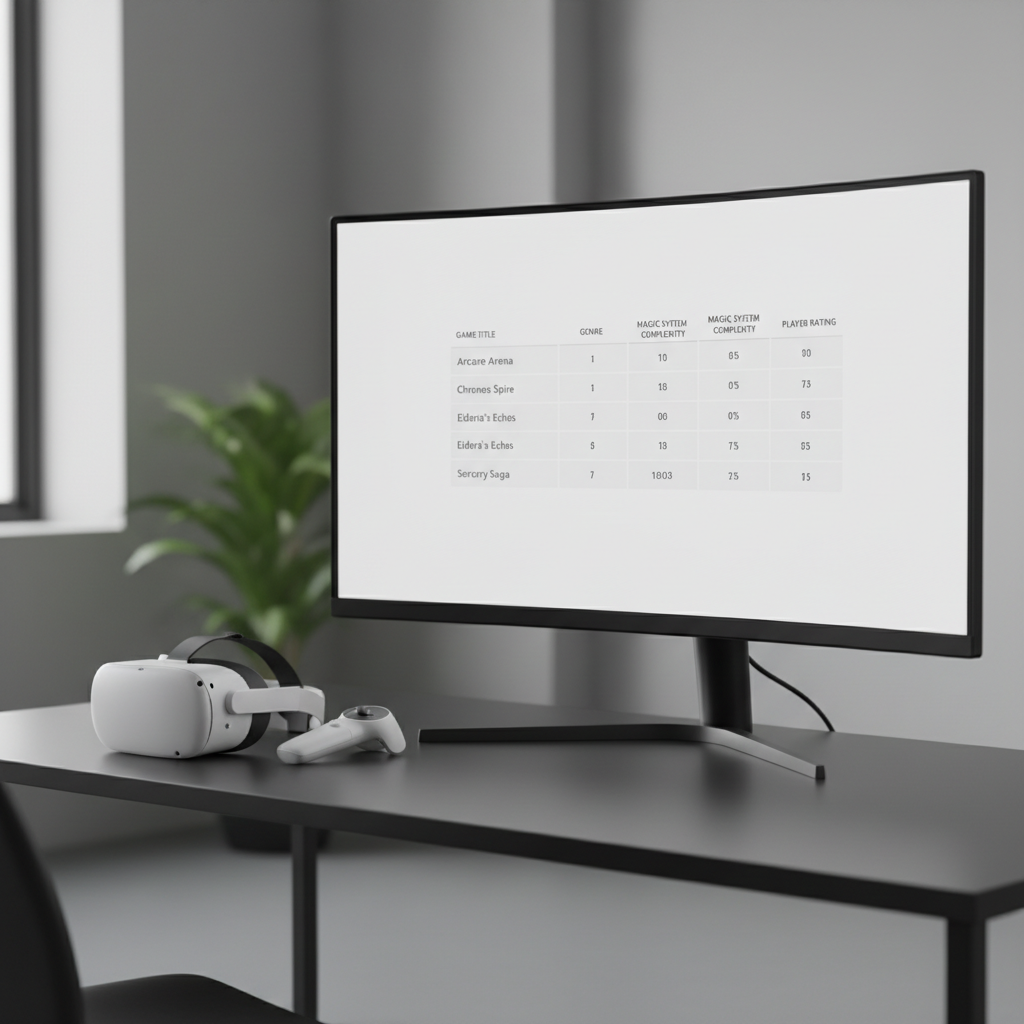 Comparison table of top VR magic games on a modern gaming setup
