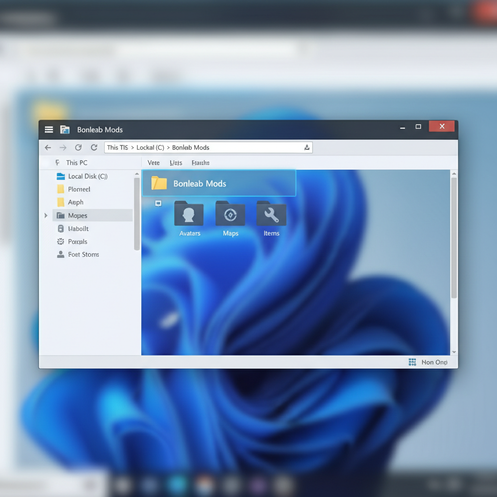 Windows File Explorer showing a Bonelab Mods folder with mod directories