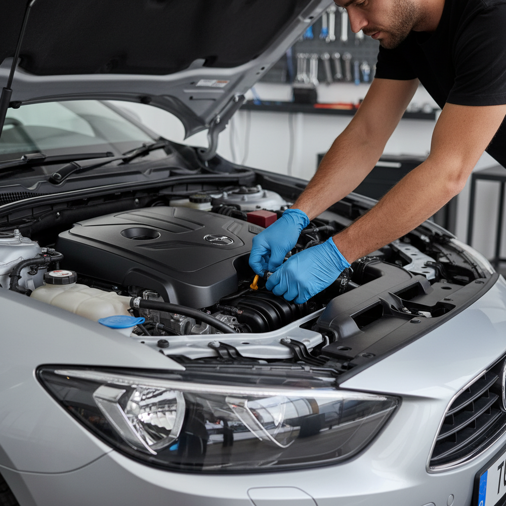 Replacing a headlight bulb from inside the engine bay on a modern car