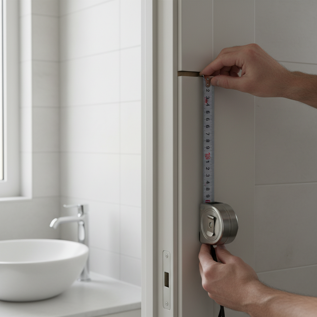 Measuring bathroom door thickness for an over the door organizer hook