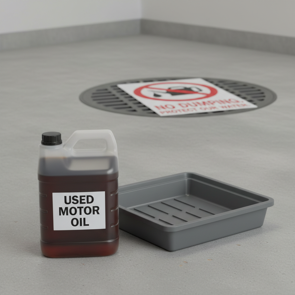 Do not pour used motor oil into drains or on the ground, use proper containers and drop-off sites