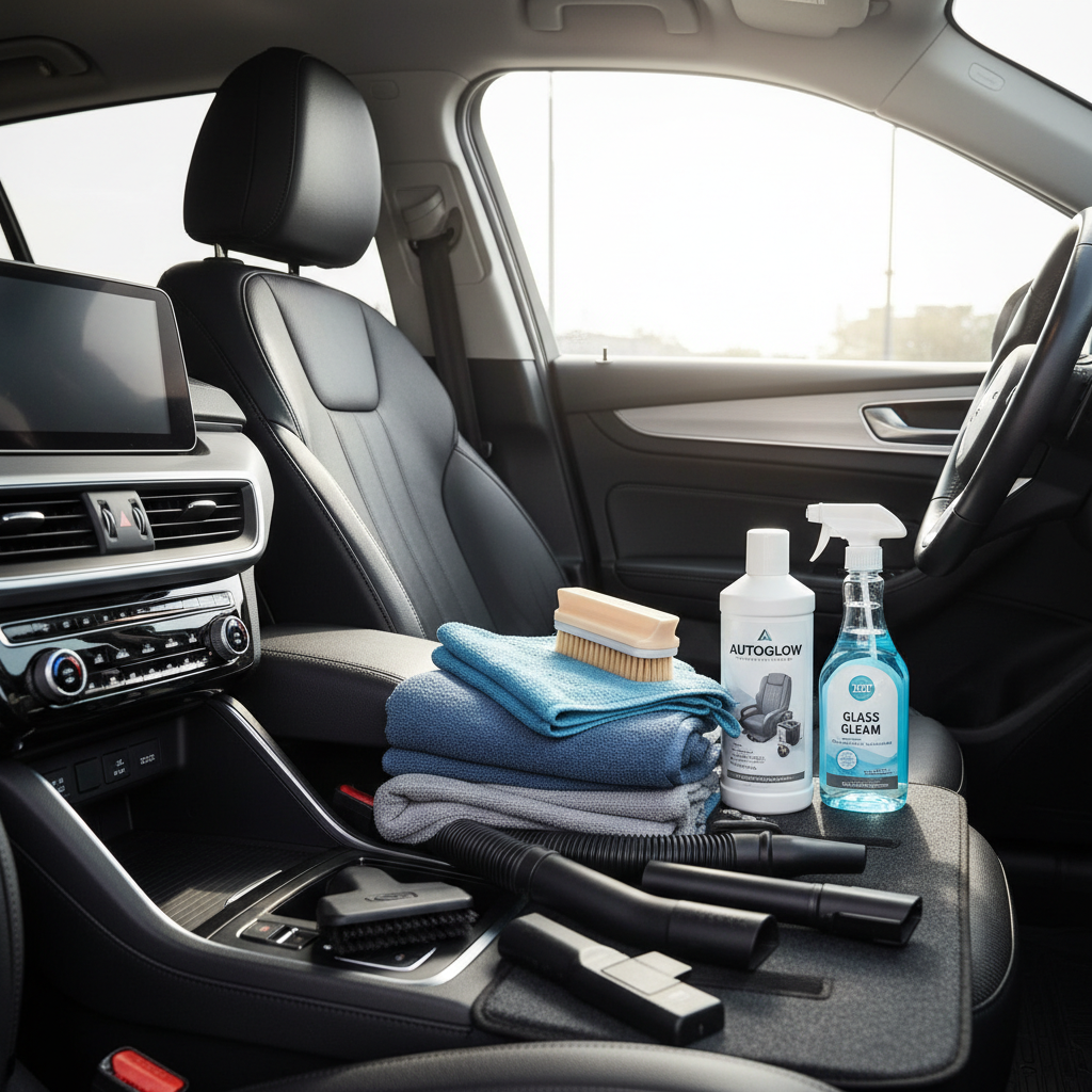 Car interior cleaning setup for removing smoke odor