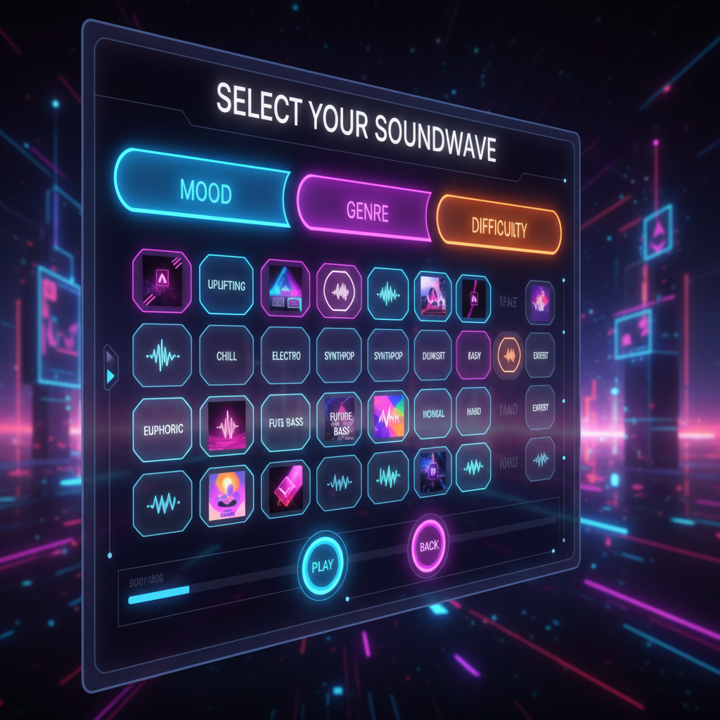 Synth Riders VR music selection by mood and difficulty