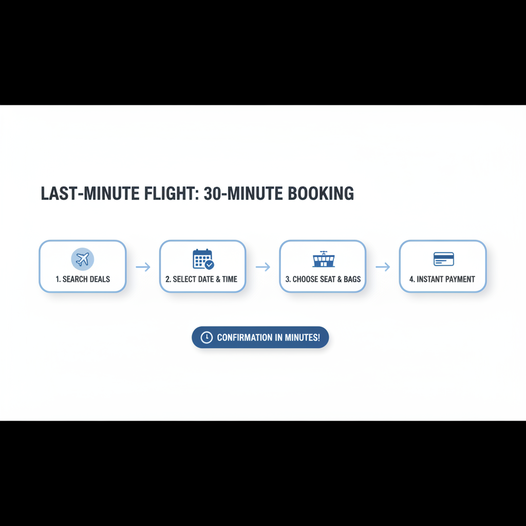 Checklist-style workflow for booking a last-minute flight efficiently