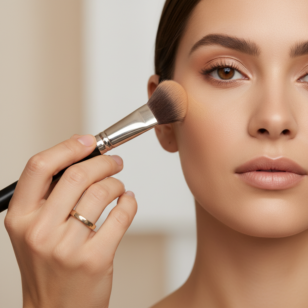 Blending contour upward on cheekbones for a natural lift