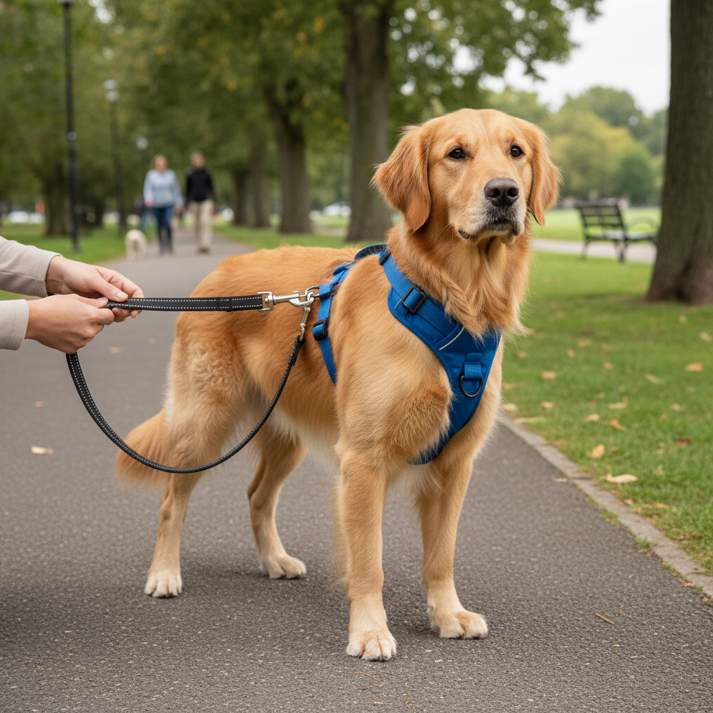Front-clip harness fitting for loose leash walking training