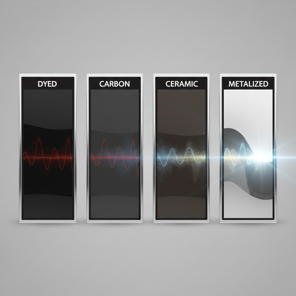 Comparison of window tint film types with light and heat visualization