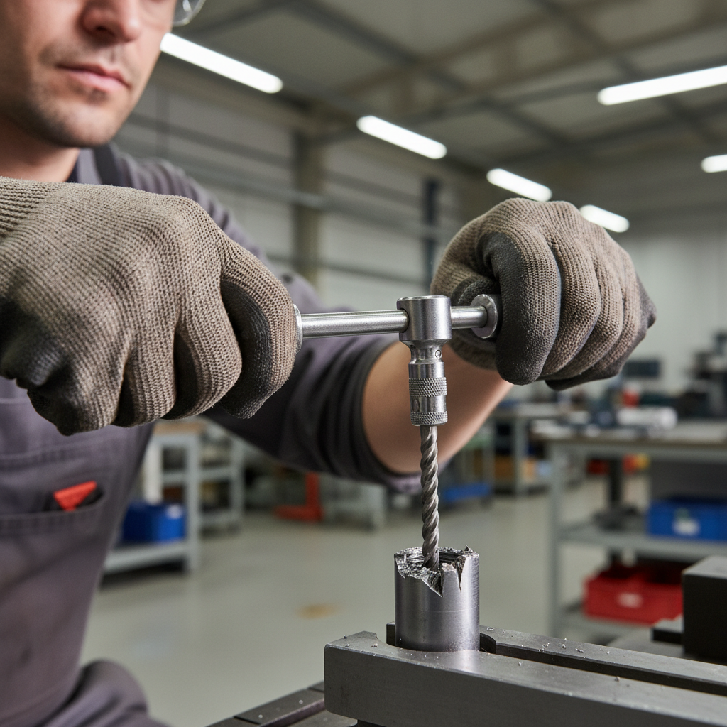 Using a T-handle to turn a bolt extractor steadily