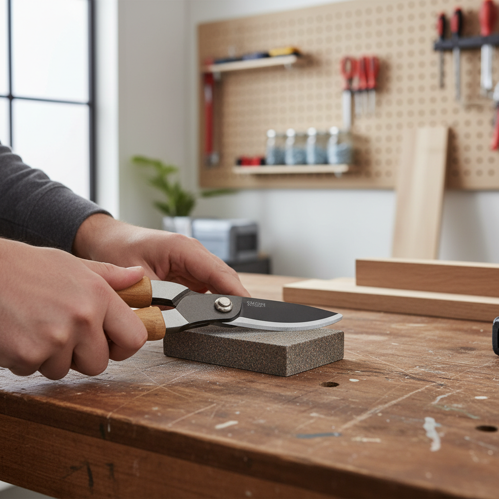 Sharpening a bypass pruner blade with a diamond sharpening stone at home