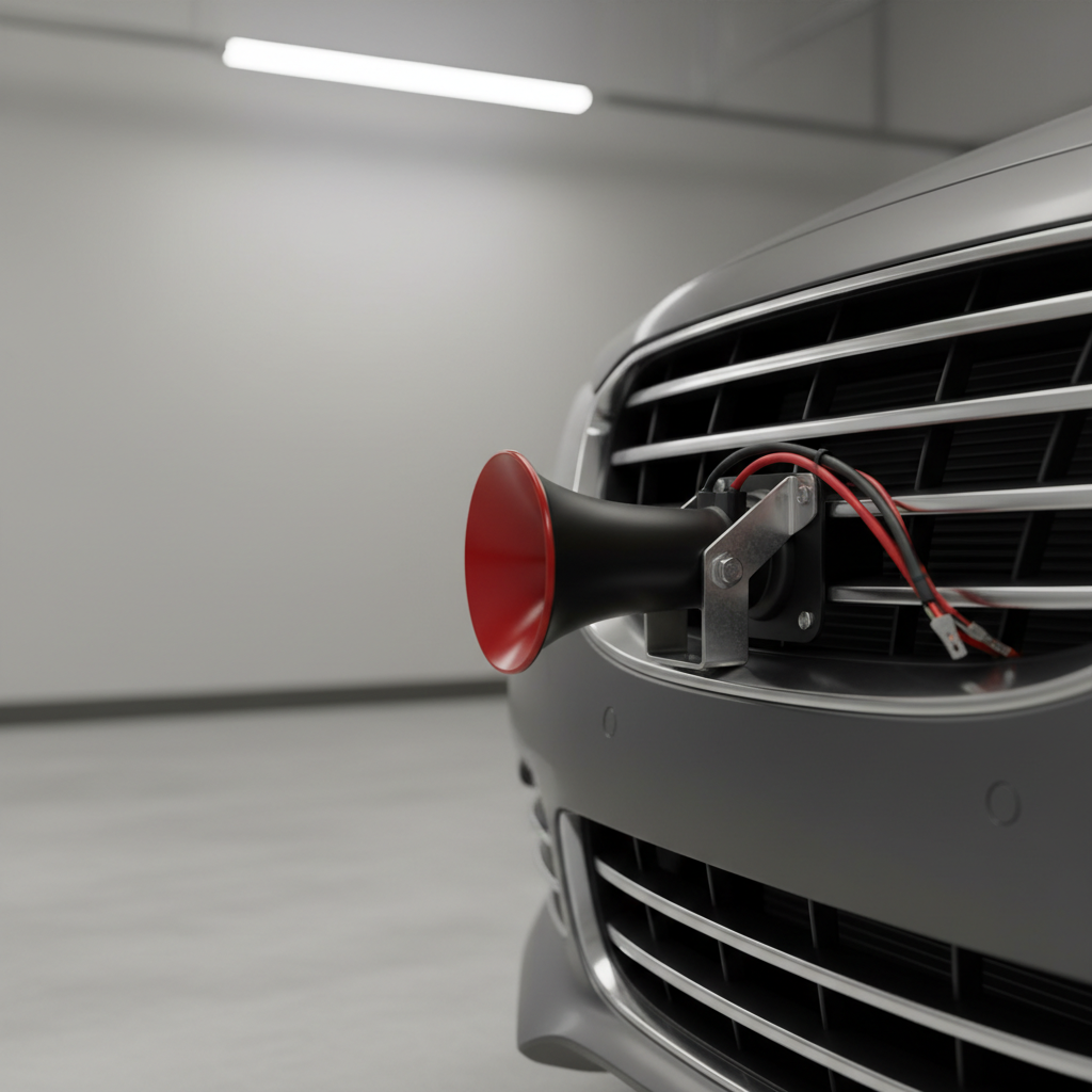 Loud 12V car horn mounted behind front grille
