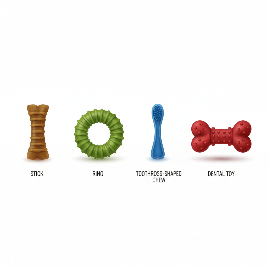 Comparison table of dental chew types for dogs and how to choose