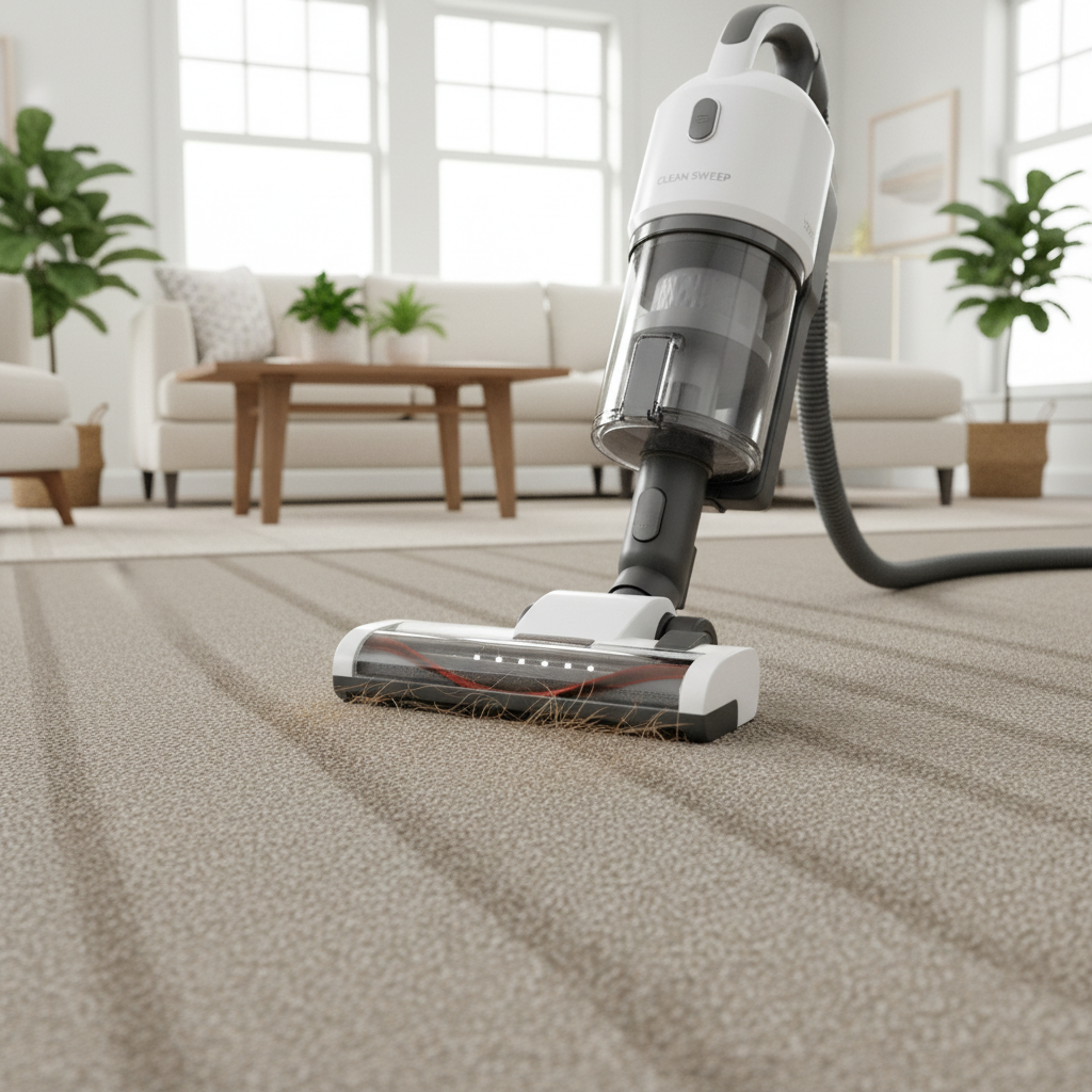 Vacuuming pet hair from carpet using a vacuum with a motorized brush