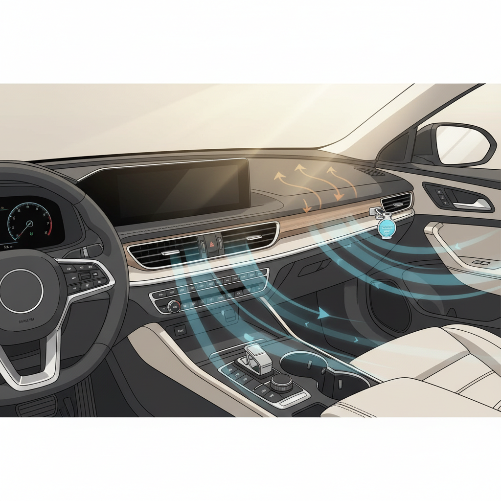 Car interior heat and airflow affecting air freshener longevity