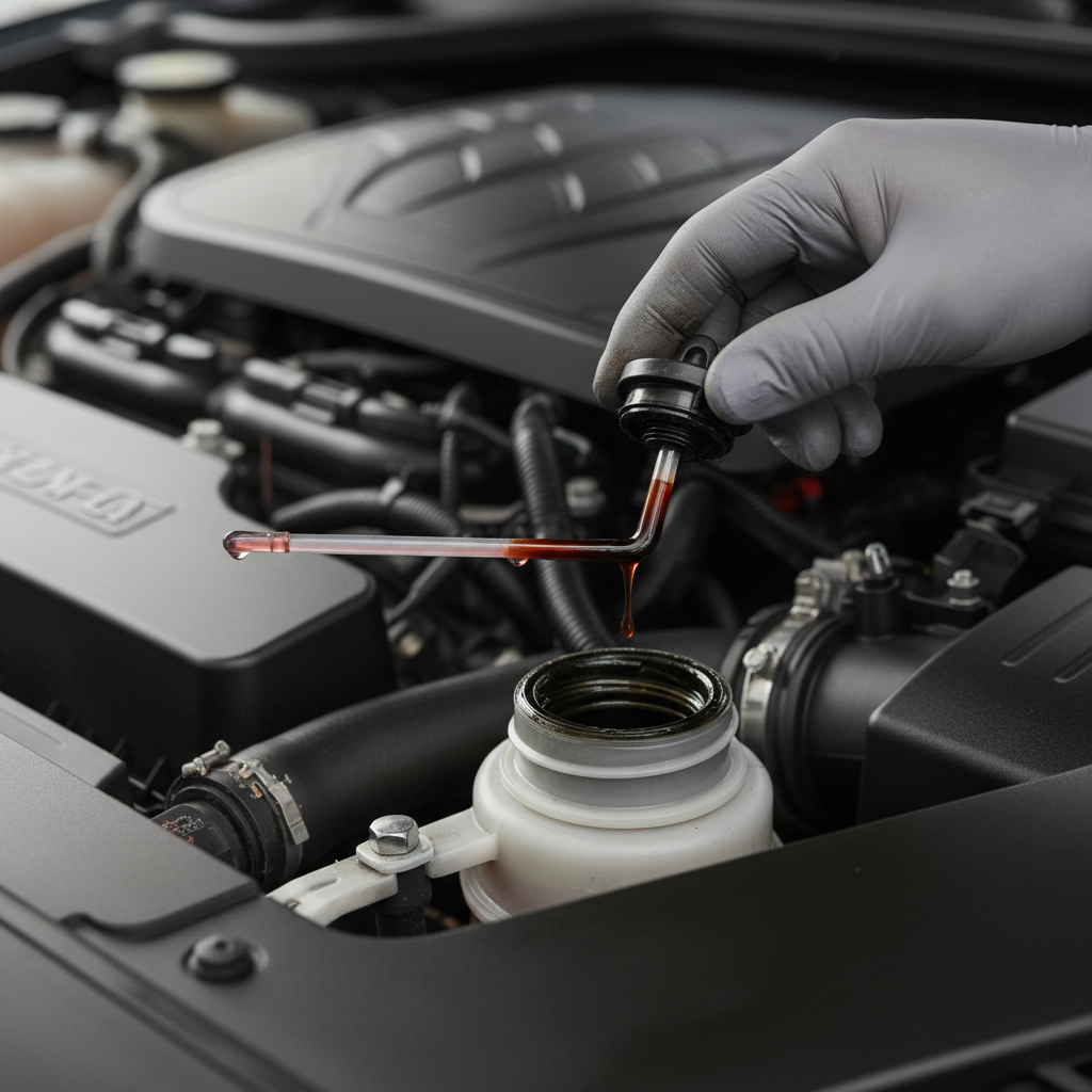 Checking power steering fluid level and condition in reservoir