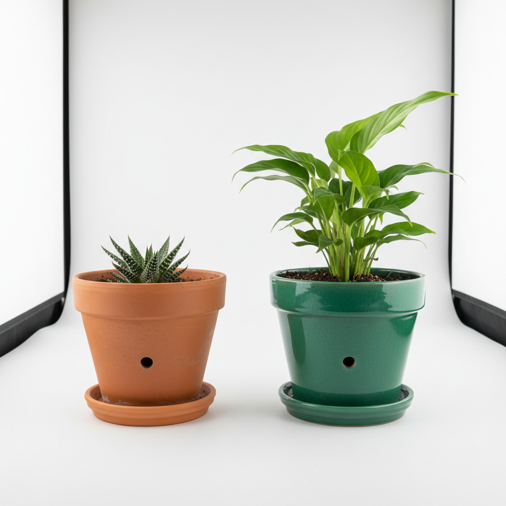 Terracotta vs ceramic pots comparison for succulents and tropical houseplants