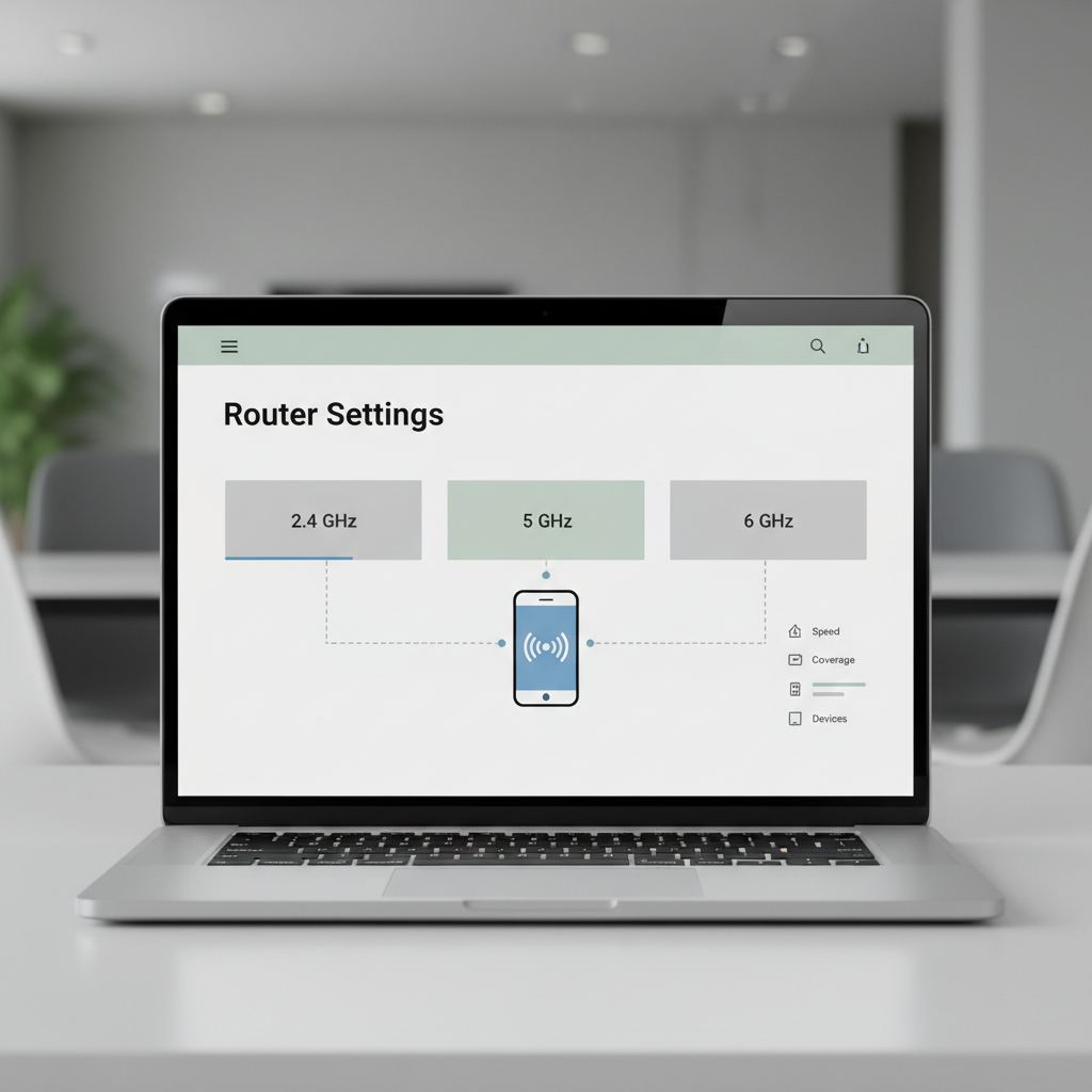 WiFi bands and device compatibility shown on a simple router settings screen