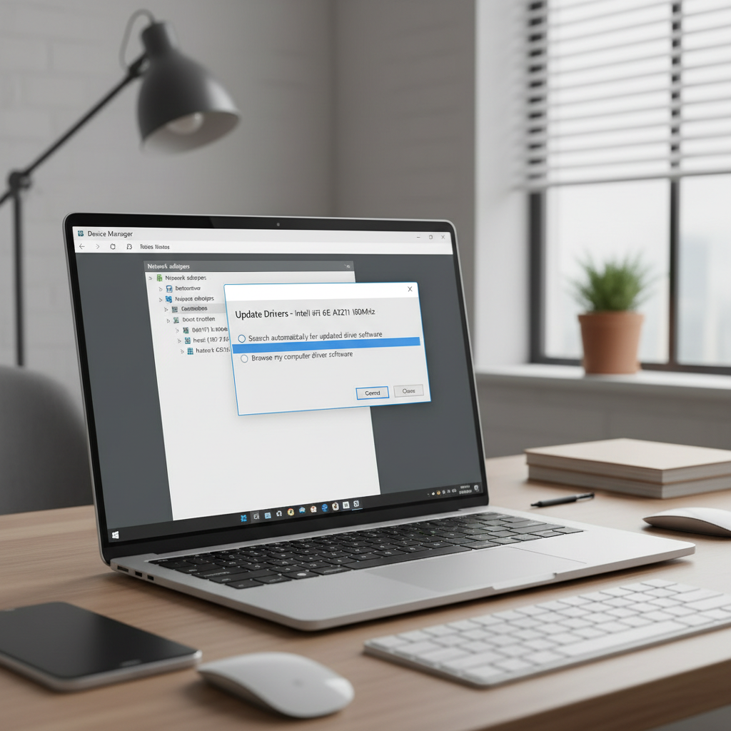 Updating WiFi network adapter driver in Windows Device Manager