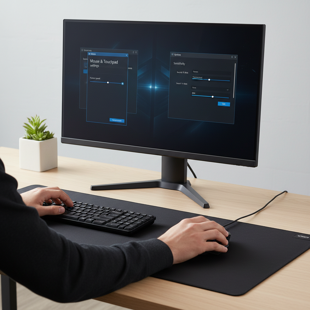 Windows mouse settings screen and in-game sensitivity tuning for esports