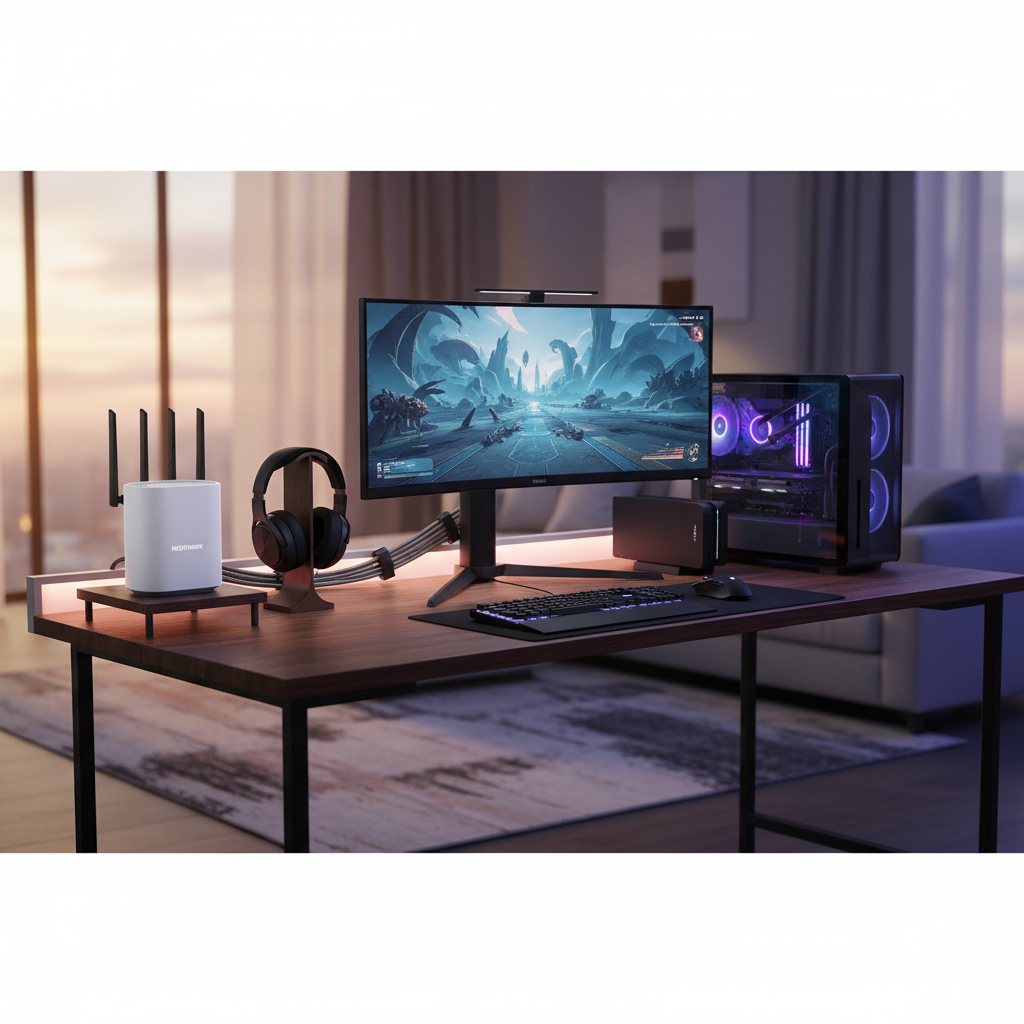 Budget wireless gaming router in a home gaming setup