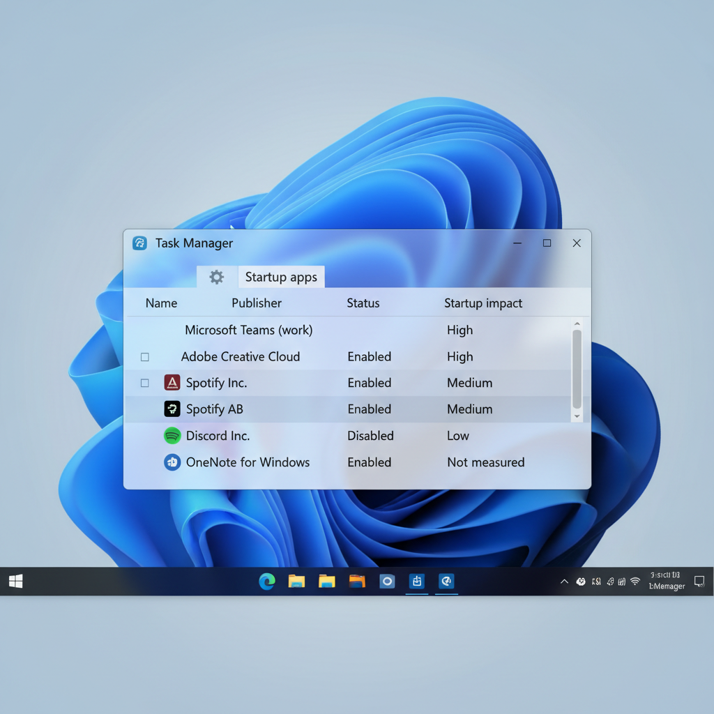 Windows 11 Task Manager Startup apps list showing impact