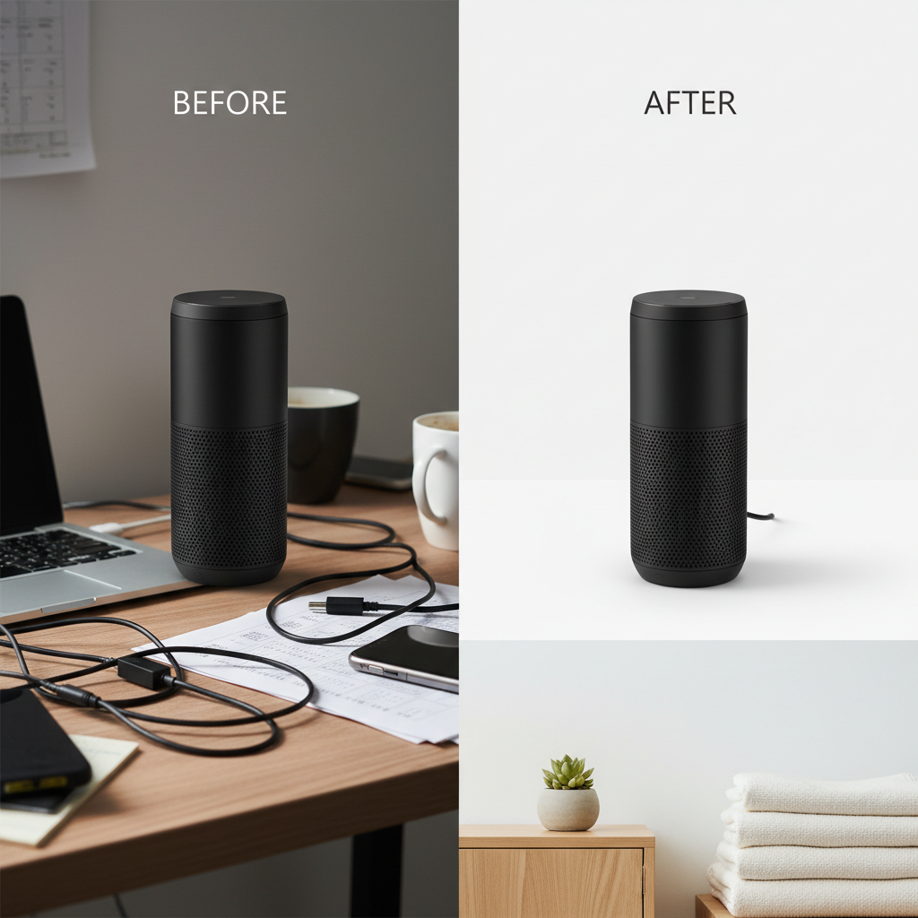 Before and after: background removed product photo placed on clean white and lifestyle background