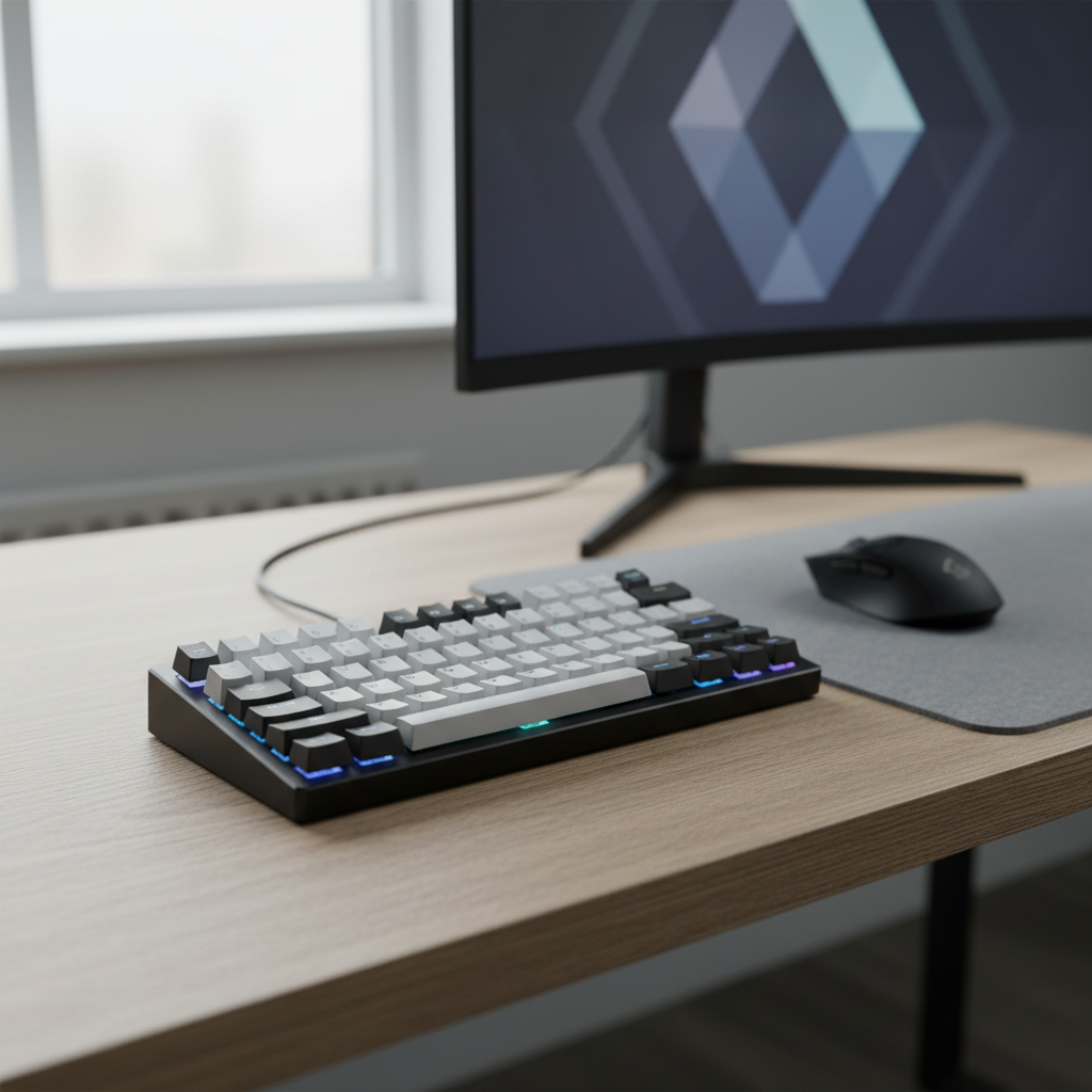 Compact mechanical keypad on a gaming desk setup