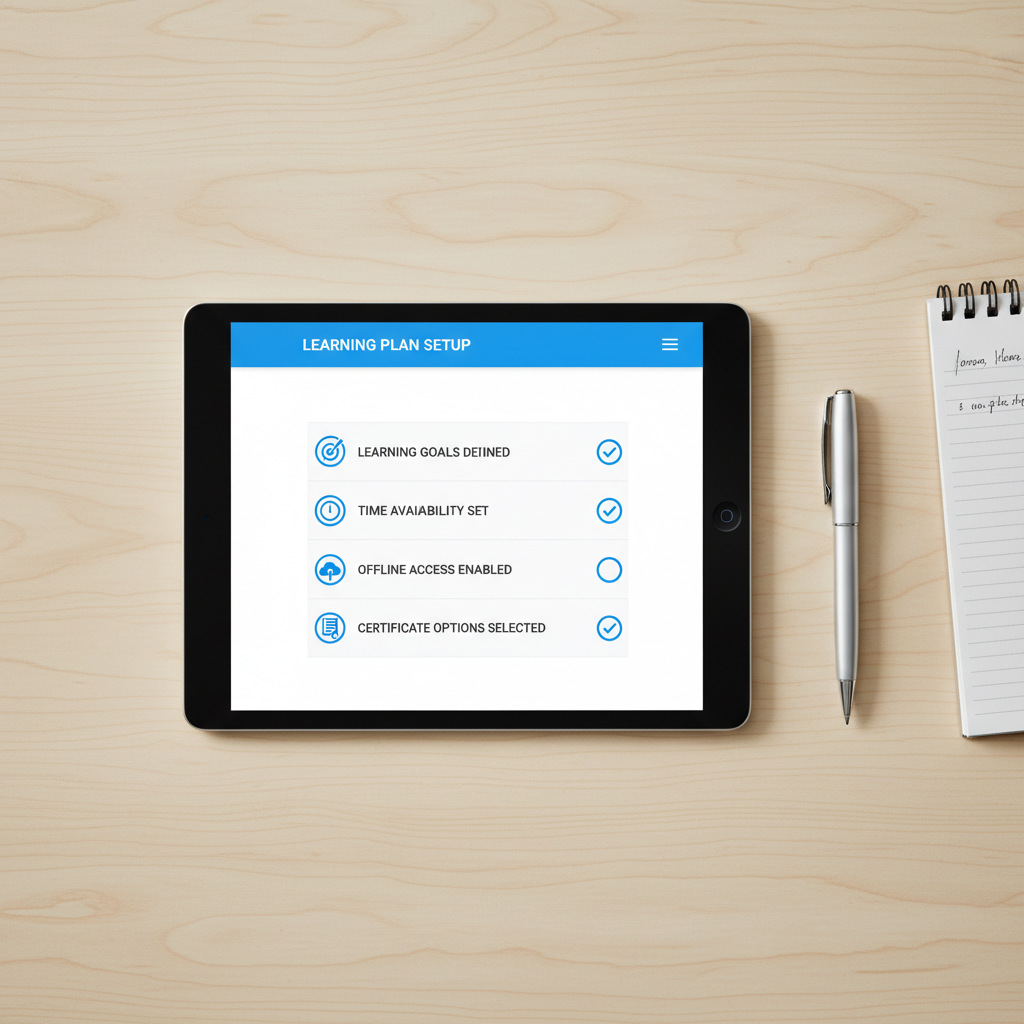 Checklist for choosing a free online course app with goals and constraints