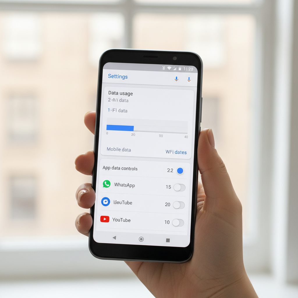 Android phone settings screen showing app data usage controls