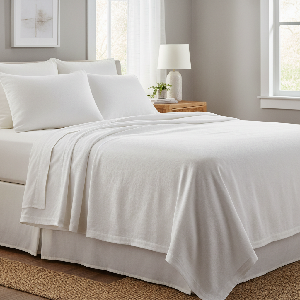 Soft breathable cotton bed sheets on a neatly made bed
